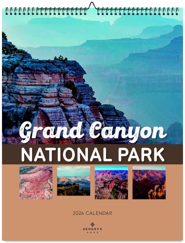 Grand Canyon National Park 2026 Wall Calendar – Stunning Photography – 12-Month Nature Scenery – National Park Series – 14.5x18.25 Wire-O Hanging Planner