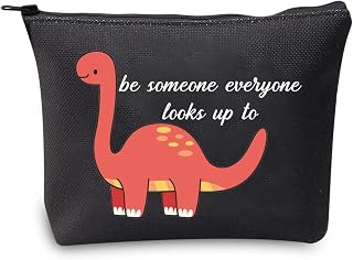 MBMSO Dinosaur Makeup Bag be Someone Everyone Looks up to Brontosaurus Gift Dinosaur Lover Gifts Dinosaur Zipper Pouch, Brontosaurus bag-black, medium