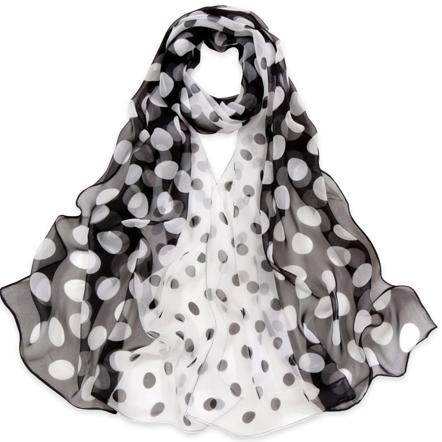 Herebuy - Unique Women's Floral Scarves: Chiffon Flowers & Birds Printed Scarf