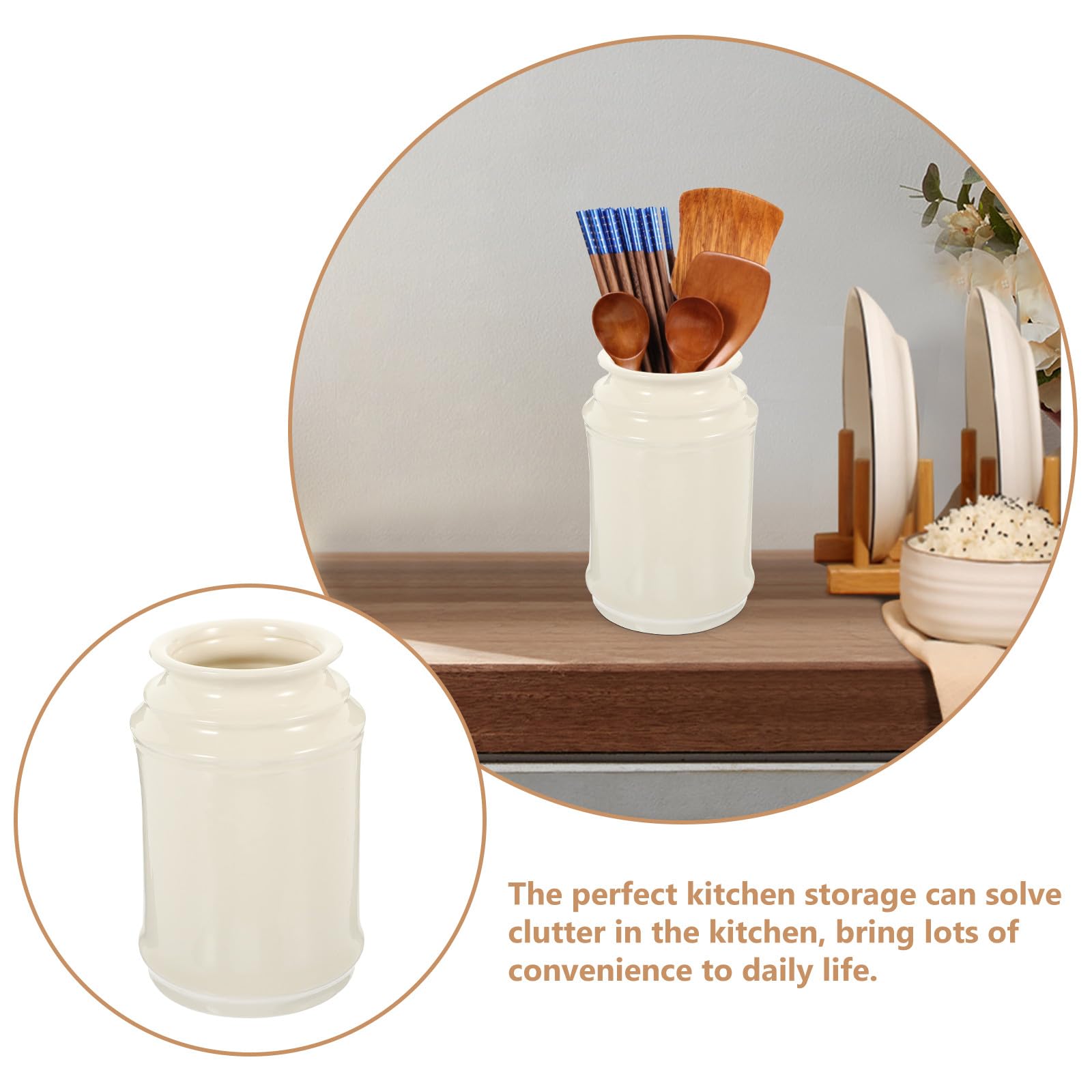 ULTECHNOVO Porte-Ustensiles en Céramique Blanche Égouttoir à Baguettes Pratique Rangement la Cuisine pour Cuillères et Baguettes Accessoire Multifonction pour Plan de Travail