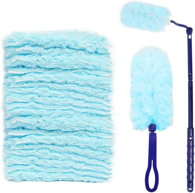 Dust Electrostatic Disposable Dust 20 PCS Duster Refills Long Handle Short Handle for Household Cleaning Doors Windows Wardrobes Pendant Lights Ceiling Fan