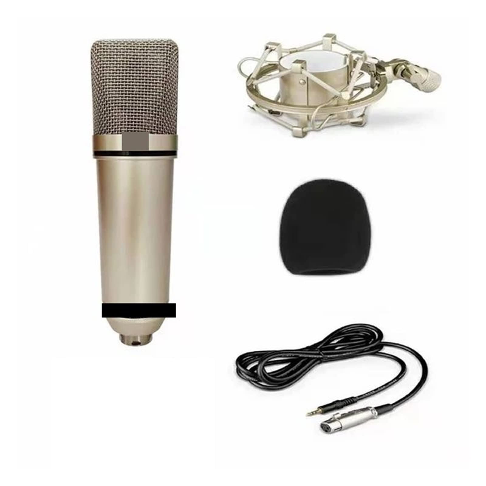 Microphone de studio rouge tout métal avec suspension anti-choc pour enregistrement sur PC