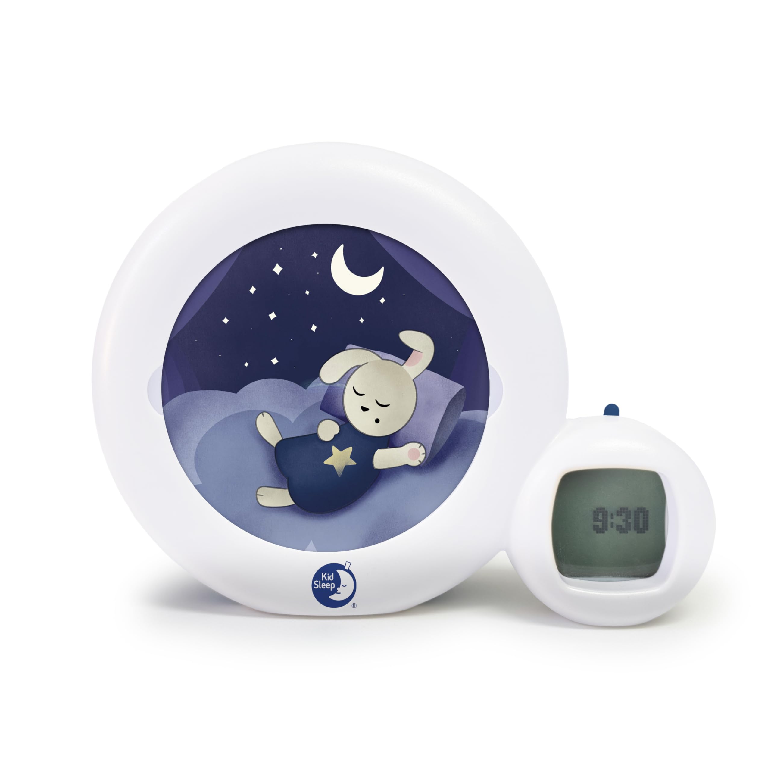 Pabobo Kid Sleep - Mond 3 in 1 (Nachtlicht, Anzeige & Wecker) - Kinder pädagogische musikalische Wecker - Tag / Nachtlicht - weiß