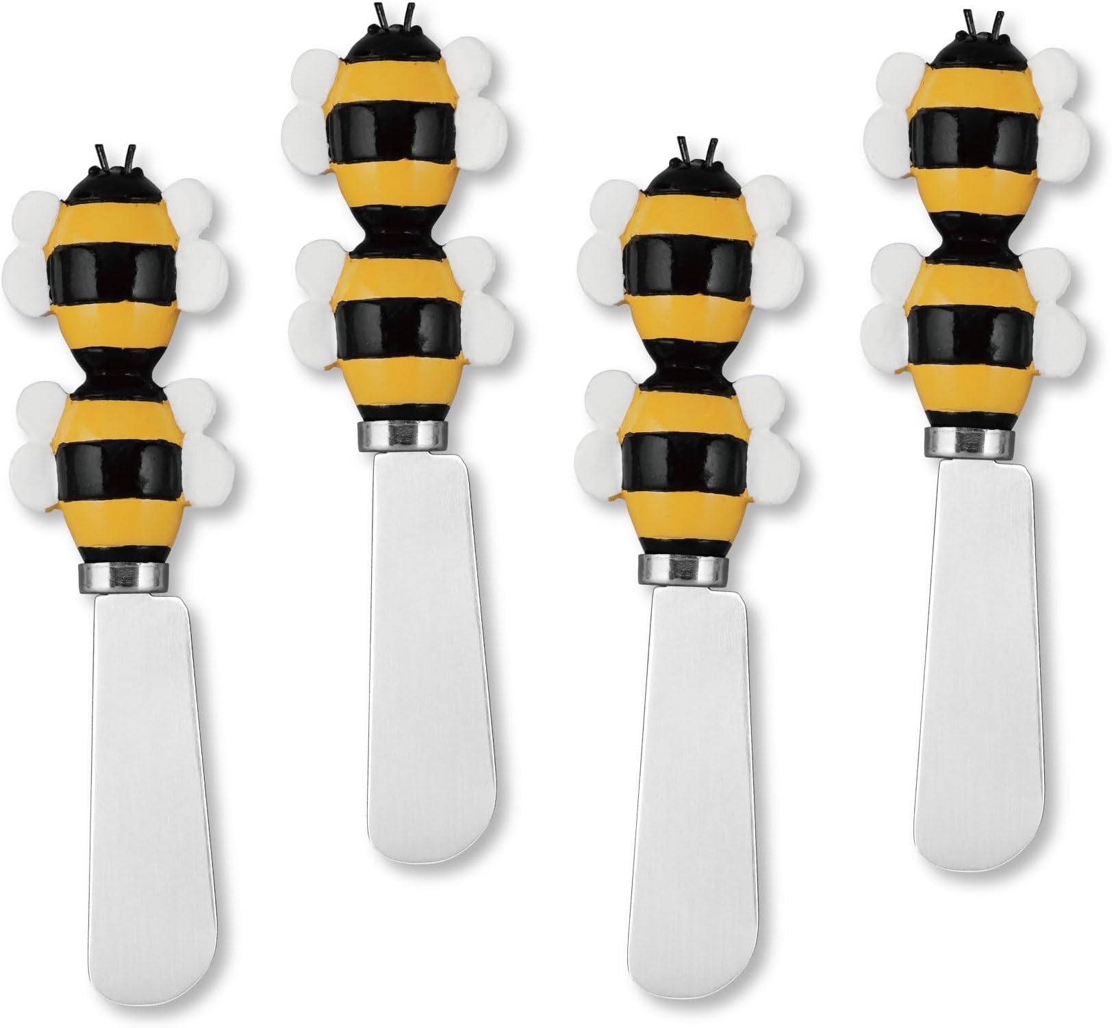 Supreme Housewares Bee Cheese Spreaders, Hand-Painted Resin Handles with Stainless Steel Blades for Spreading Cream Cheese, Butter, Jam, or Sandwich, Set of 4