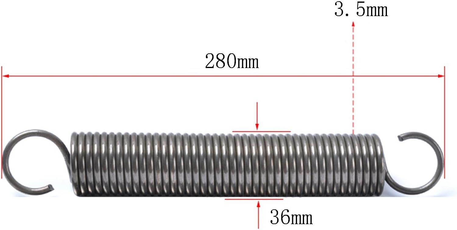 Extension spring, 1 Pcs Dual Hook Tension Spring, 3.5 x 37 140mm, Wire Diameter .5mm, OD 37mm, Free Length, Steel, S-Shaped Double(3.5 x 36 x 90mm)