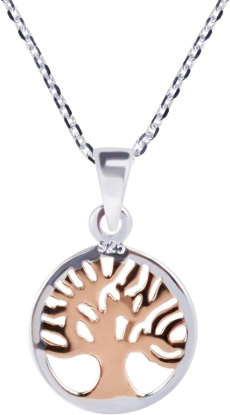 AeraVida Spirituality Tree of Life Rose Gold Over Silver Pendant Necklace | Adorable Sterling Silver Necklace for Women | Vintage Long Necklaces for Women | Necklace Women Jewelry | Gift for Daughter