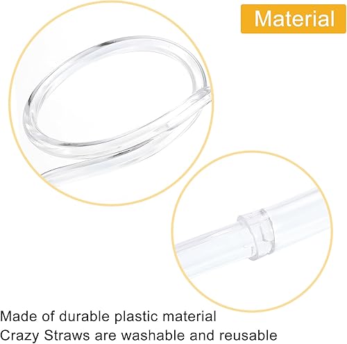 Miniatura 4 de uxcell 8 vasos de pajita, anteojos de plástico con pajilla, redondos, popotes reutilizables para fiestas divertidas, cumpleaños, transparentes,