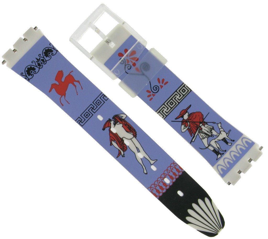 Milano 17mm Myths and Legends Flexible Rubber Resin Colorful Replacement Watch Band for Swatch