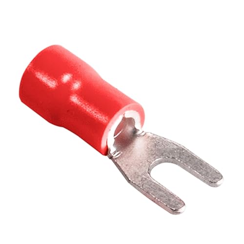 MILAPEAK - 100 conectores de alambre de espada de horquilla aislados, terminales de crimpado eléctricos tipo U para cable de 22-16 AWG (rojo)