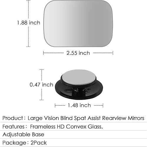 Vista 7 de 2 espejos de punto ciego, espejo retrovisor lateral convexo de vidrio HD de 360° con carcasa ABS para automóviles, SUV y camiones plateado