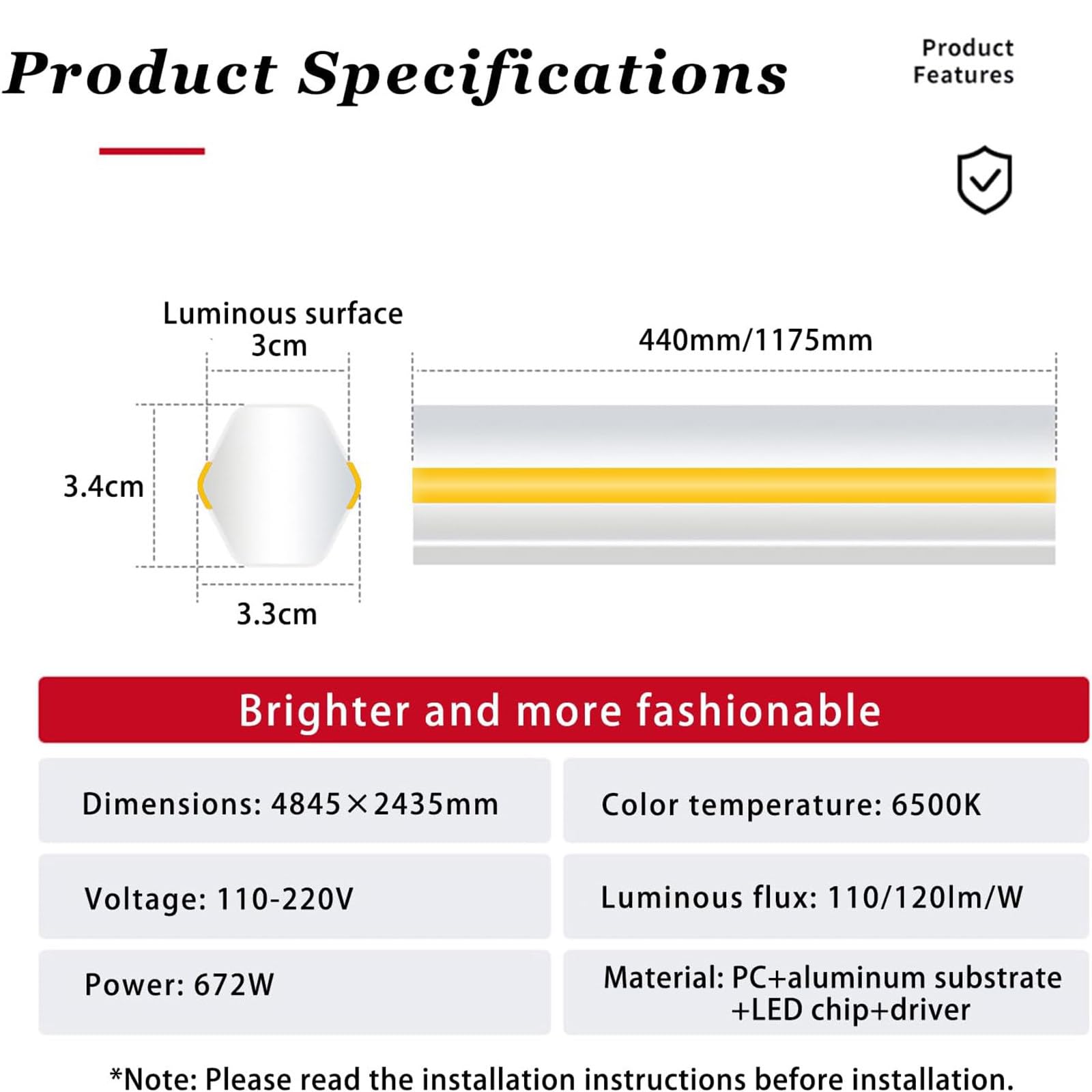 14-Grid Honeycomb Led Garage Light 672w Hexagon Garage Light 6500k Pure White Light 110-120lm W Luminous Flux 69 — view 4