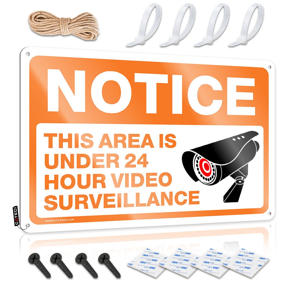 Boys Bedroom Accessories Notice - This Area Is Under 24 Hour Video Surveillance Tin Sign Funny Metal Signs For Outdoors Cave Door Sign(30X40CM)