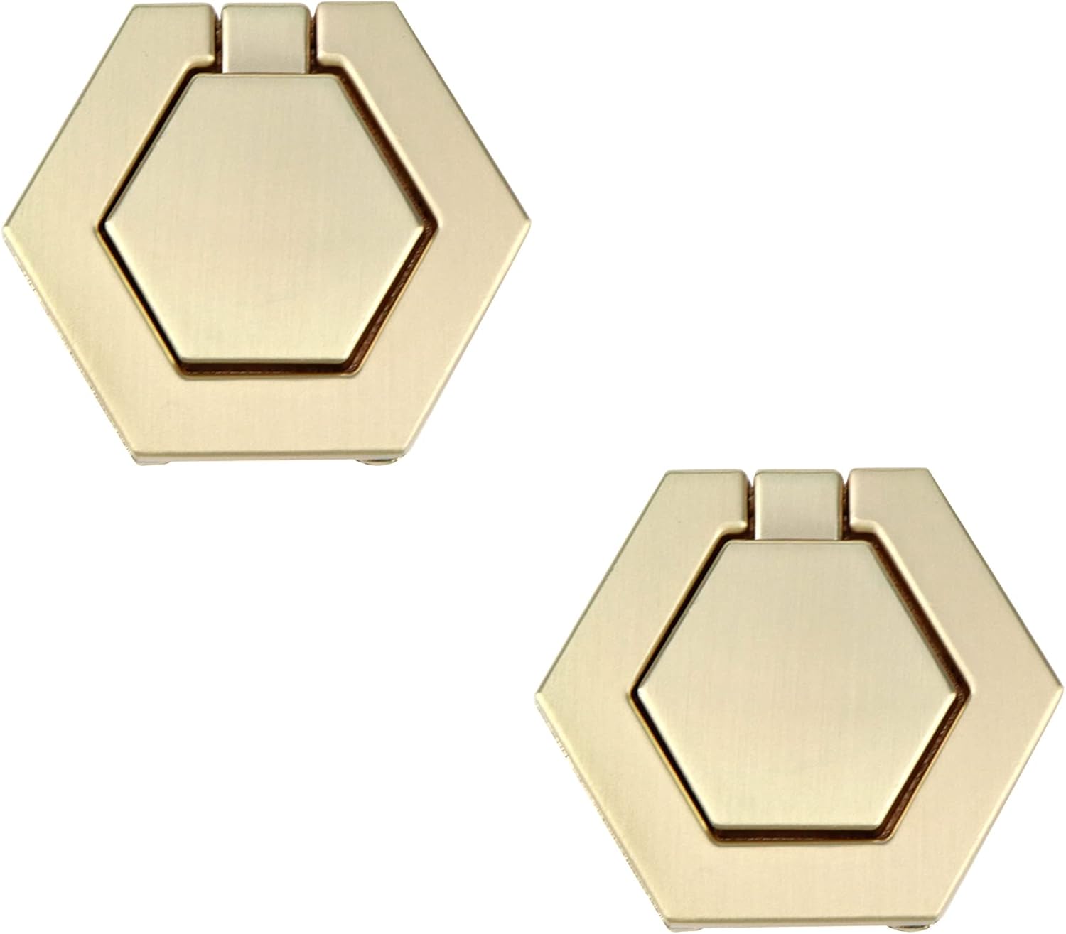 Flush Mount Pull Ring Handle Golden Furniture Door Pull Handle Knobs Zinc Alloy 1.57" Hole Centers, 2PCS with Screws for Cabinet Drawer Wardrobe