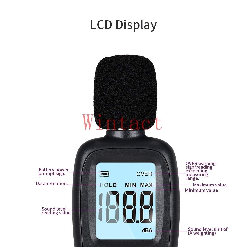Sonometro Nivel Digital Db Sound Meter Data Logger 30 ~ con 130dBA en Tiempo Real Intervalo de muestreo y el Valor Ajustado