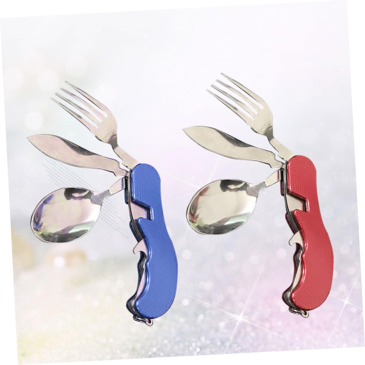 BESPORTBLE 3 Juegos Cuchara de Picnic Utensilios para Servir de Acero Inoxidable Cubiertos Viaje abrebotellas Tenedor Cuchara Palillos vajilla Plegable portátil cámping Suite