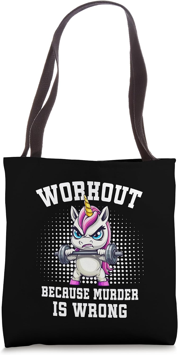 Funny Weightlifter Powerlifter Workout Unicorn Tote Bag