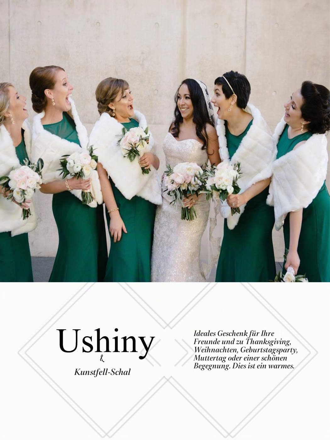 Schal und Stola aus Kunstfell, für Hochzeiten und als Winterschal für Damen und Mädchen, weiß/schwarz, One size