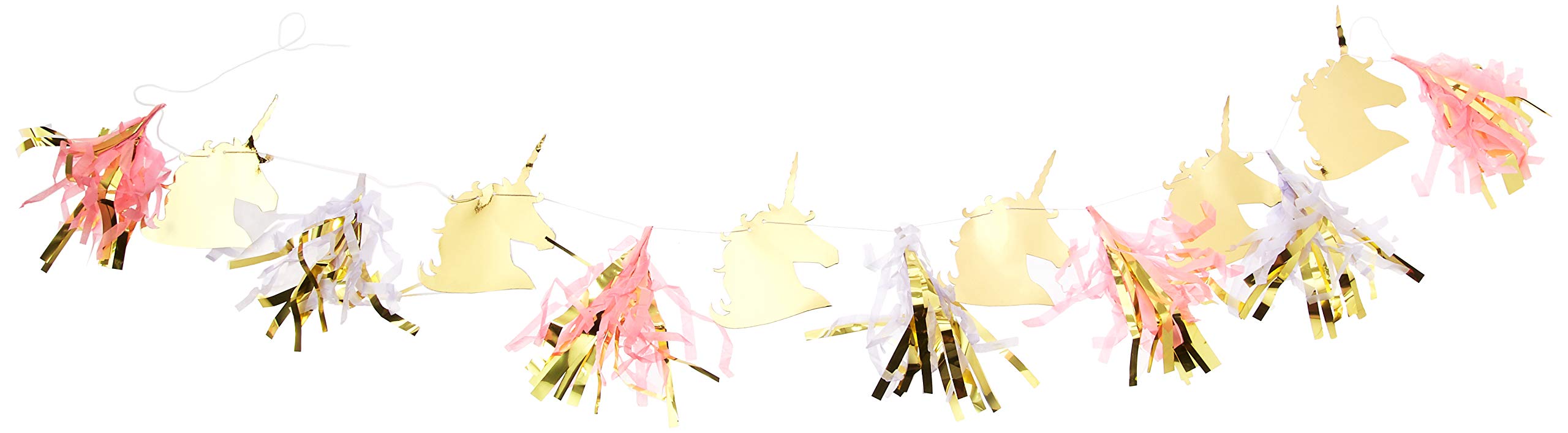Creative ConvertingSparkle Unicorn Birthday Tissue-Tassel Garland With Cut-Outs, 8-Feet Length, Pastels
