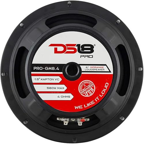 Miniatura 6 de DS18 PRO-GM8.4 - Altavoz de 8 pulgadas, rango medio, cesta de acero negro, 580 W máximo, 190 W RMS, 4 ohmios, altavoces de puerta de audio de alta