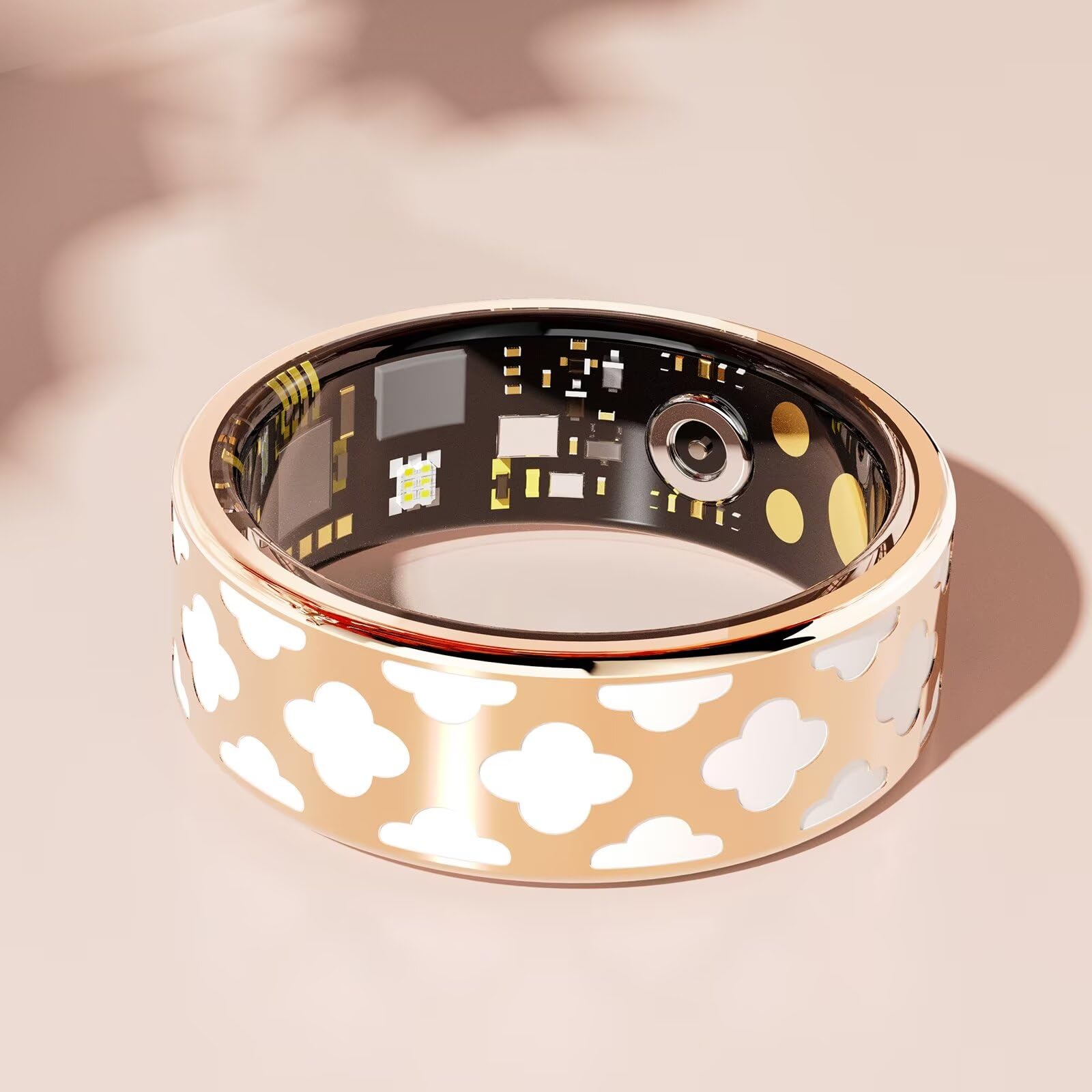 Smart Ring Damen Rosegold Smartringe für Damen Android Fitnessring für Damen Blutdruckmessung Smarter Fitness Tracker Ring SpO2 Schlaftracker Pulsmesser Schrittzähler Blutdruck IOS Finger Tracking