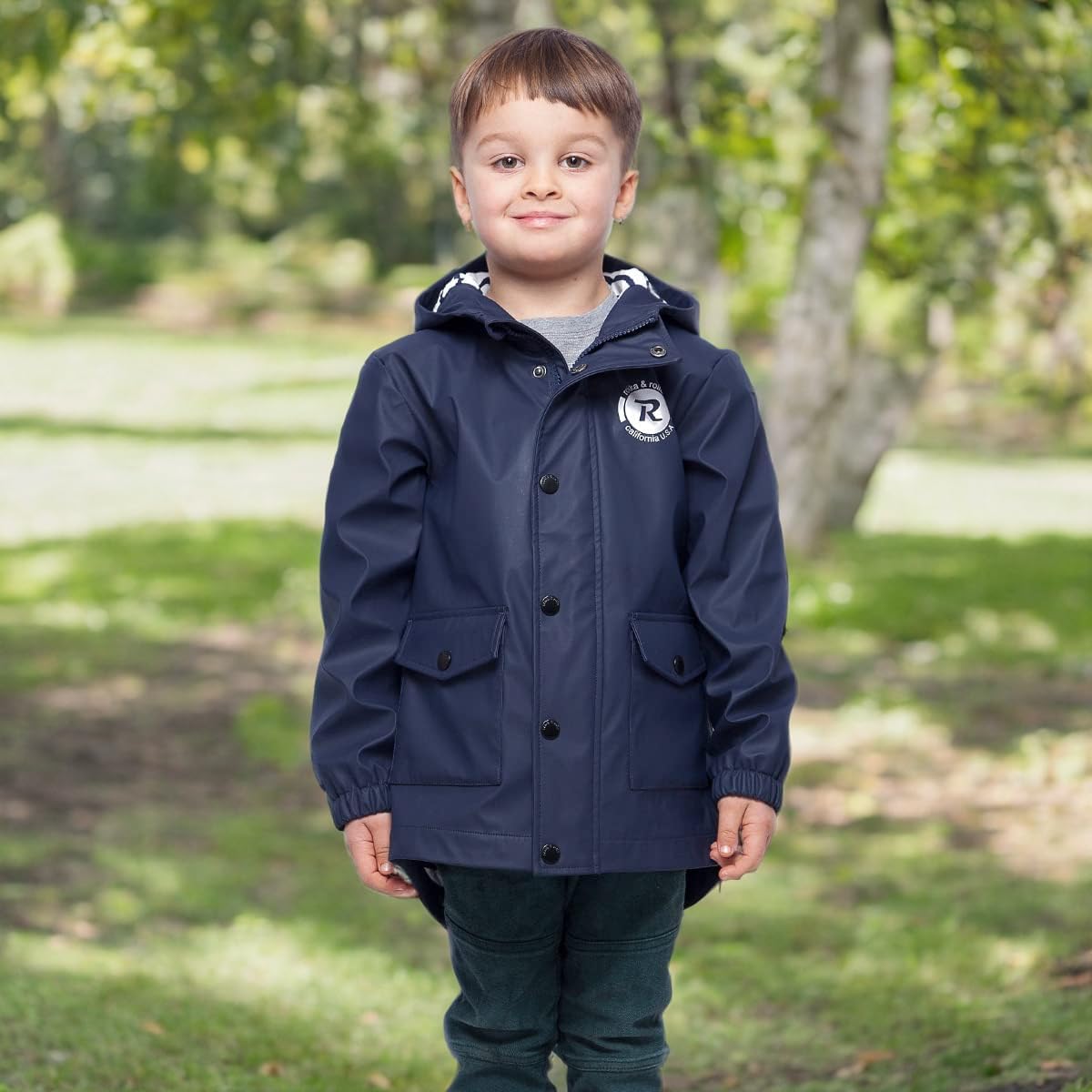 Rokka&Rolla Boys' Waterproof Rain Jacket Hooded Rubber Raincoat 2T-12
