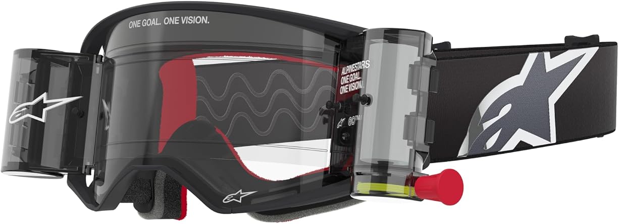 Alpinestars Supertech Roll Off MX ATV MTB Off Road Race Goggles Black/Grey - Clear Roll Off Lens