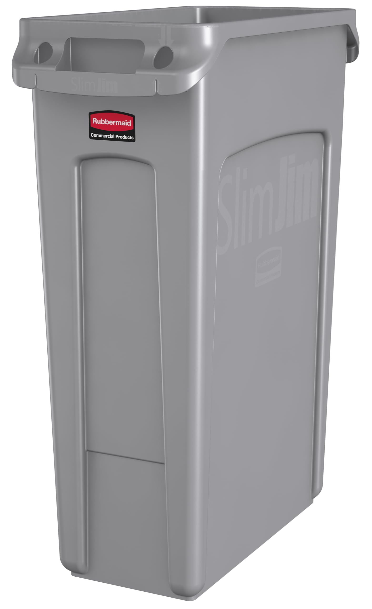 Rubbermaid Commercial Products FG354060GRAY Slim Jim Recyclingbehälter mit Lüftungskanälen, 87 L, B558 mm x T279 mm x H762 mm, Grau