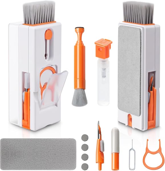 Alyvisun Keyboard Cleaning Kit, 11 in 1 Multifunctional PC Cleaning Kit, Keyboard Cleaner Brush with Key Puller, for Laptop, Phones, Headphones - 1