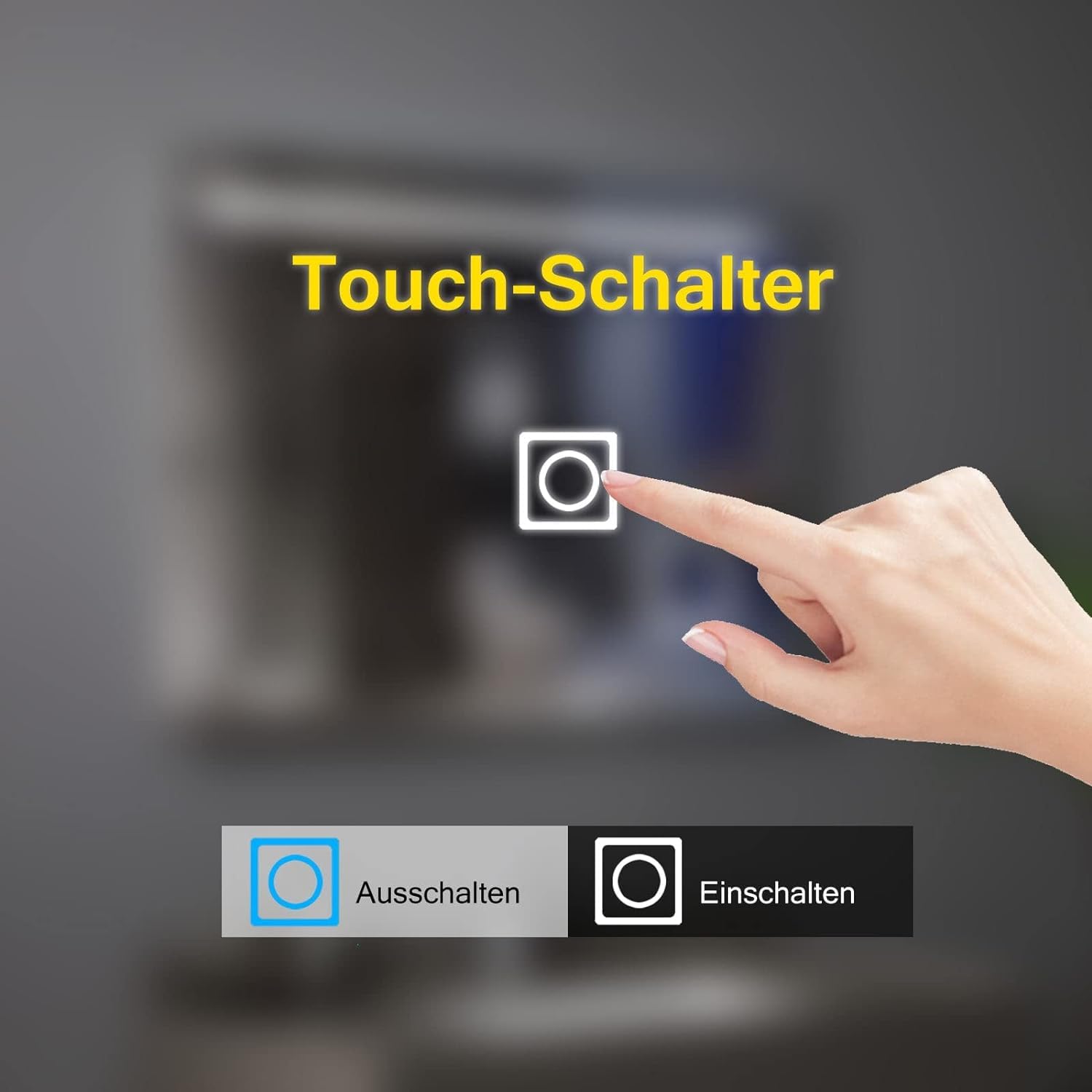 LISA LED Badspiegel mit Beleuchtung 60x50 cm, Bad Spiegel Groß badezimmerspiegel mit Touch Kaltweiß Licht Wandspiegel für Badezimmer, WC, Flur Rechteckig