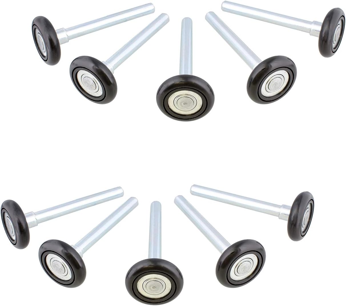 ABN Quiet Garage Door Rollers Nylon Door Wheels Replacement Garage Roller, Black 2in 13 Ball Bearing 4in Stem 10pk