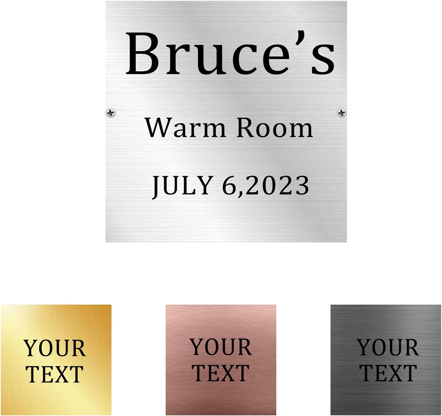 CustomizeFactory Personalized Nameplate, Square 6" Stainless Steel, Engraved, Laser Engraving, Wall Mount, Door Mount, Formal/Professional