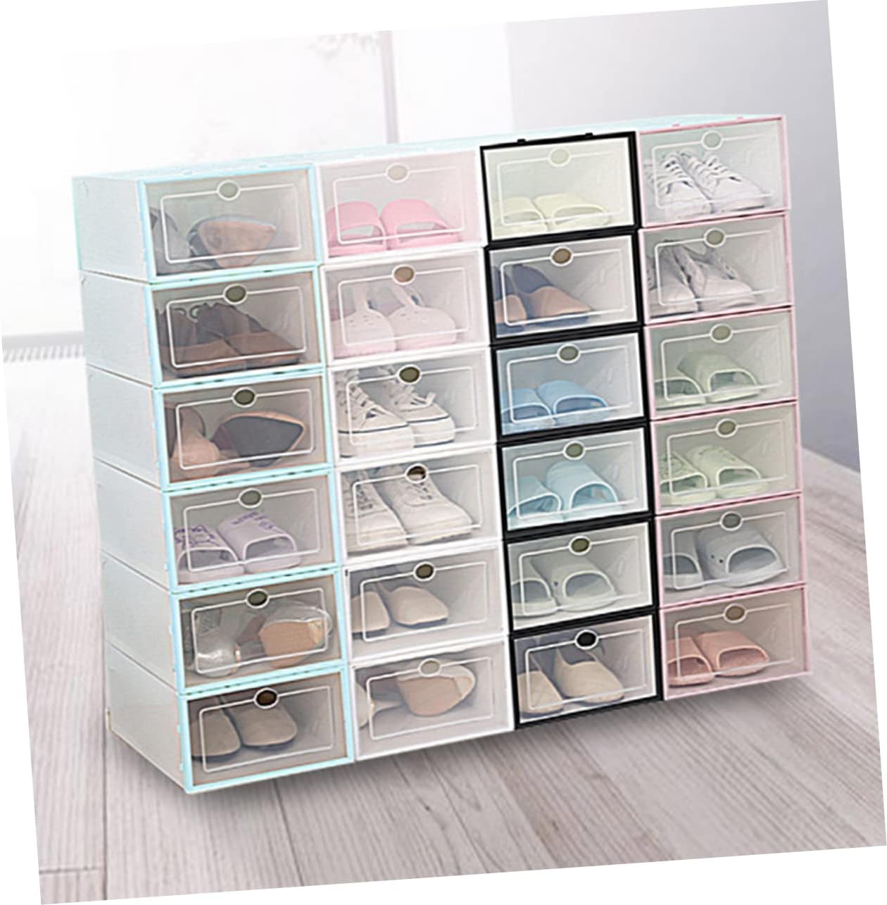 Holibanna 6pcs Shoe Storage Box Shoe Rack Stackable Plastic Container Organizing Boxes for Spaces