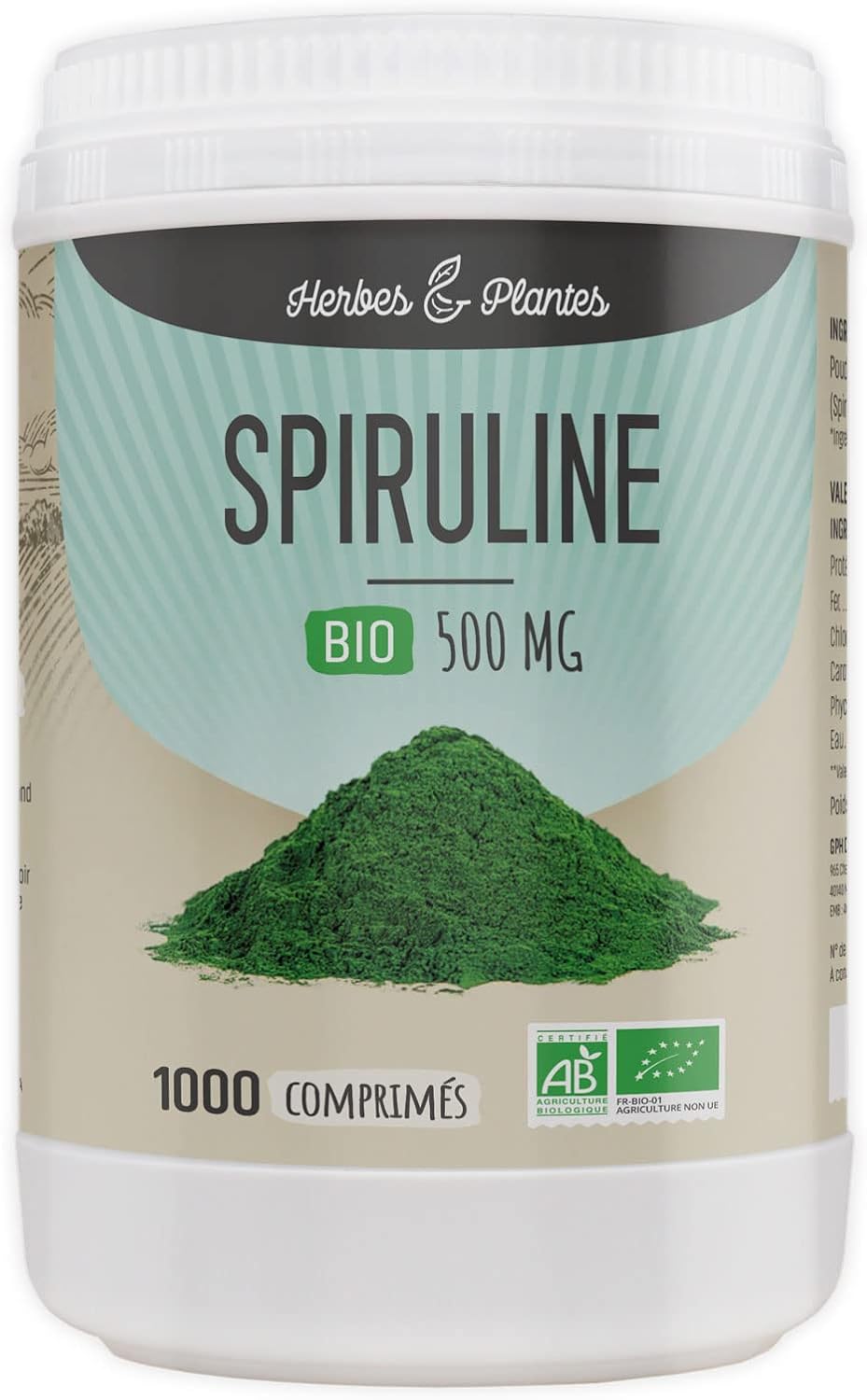 Herbes Et Plantes Spirulina Bio 1000 Tablets 500 mg Herbes Et Plantes Spirulina Bio 1000 Tablets 500 mg