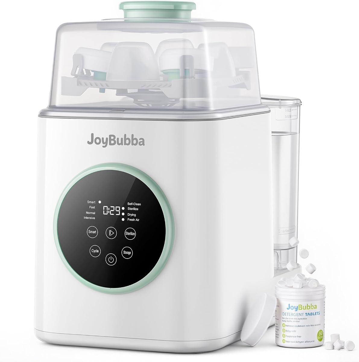 Bottle Washer, Steamer & Dryer 19-Min All-in-One Baby | 29 Spray Jets, Steam Clean, Fits 4-6 Bottles + Pump Parts & Baby Essentials, 60 Tablets + 1-Year Warranty