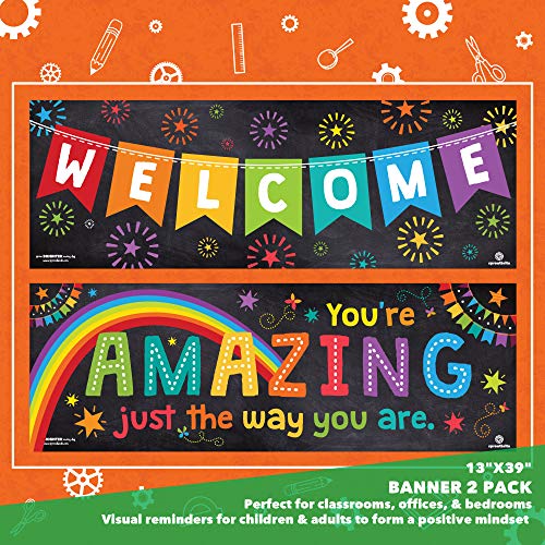 Image of Sproutbrite 2 Pack 13.5 inchx39 inch Educational Classroom Welcome Posters