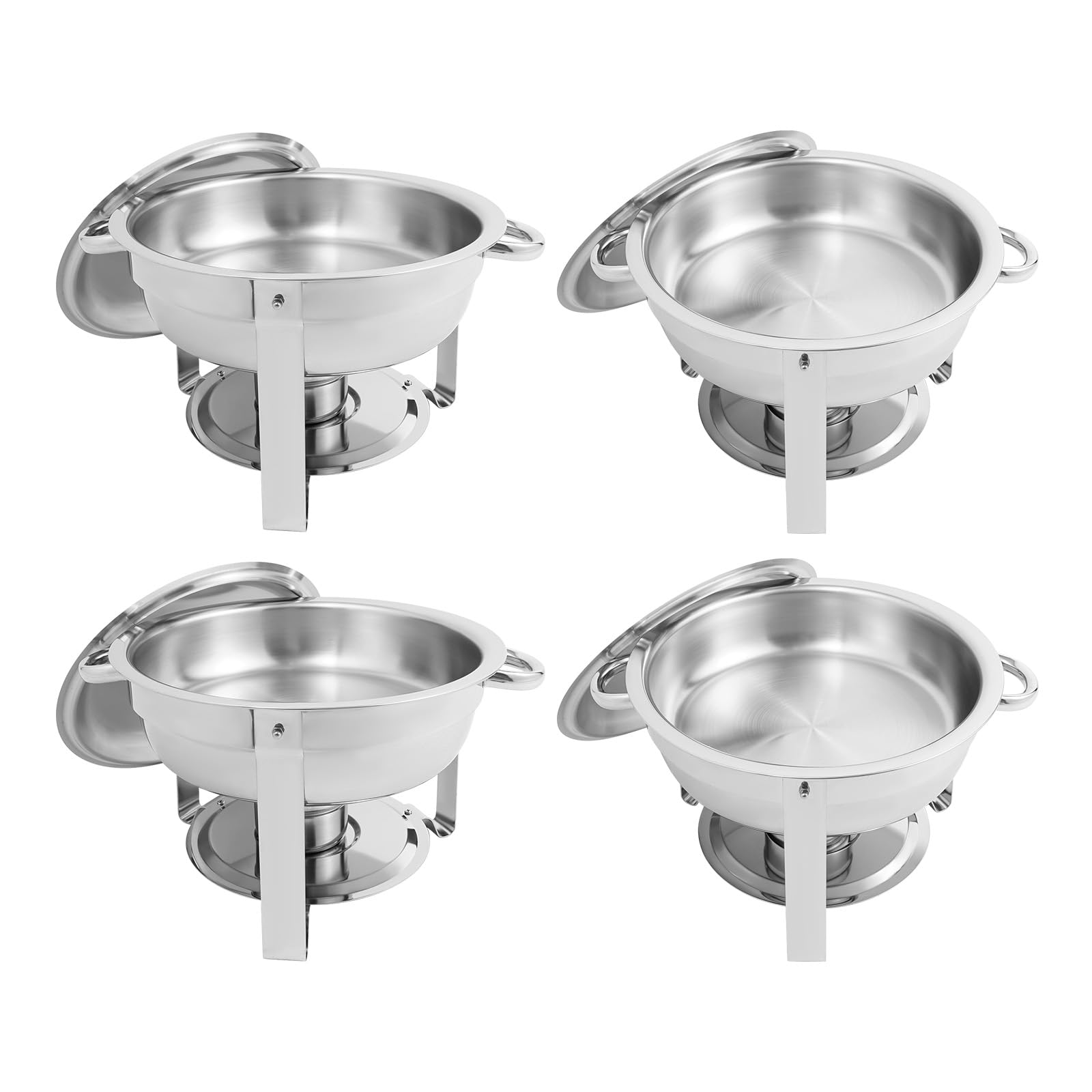 Chafing Dish Buffet Set di 4 contenitori in acciaio inox con coperchio, potenza di fuoco controllabile, da 4,5 l, per buffet, da scrivania, per alimenti caldi