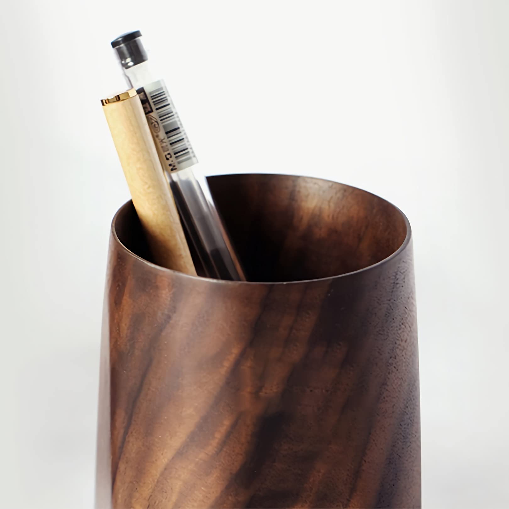 Portapenne e portamatite in Legno, Organizer per Utensili da Scrittura in Noce Nero per casa o Ufficio, 2,95" x 2,95" x 4,72"