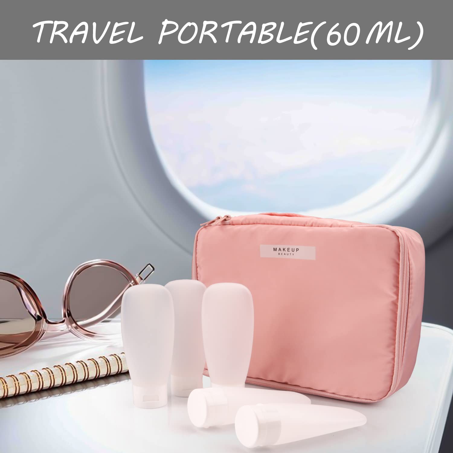 Confezione da 10 flaconi da viaggio in plastica da 60 ml, ricaricabili, traslucidi, con coperchio ribaltabile, per detergente viso, shampoo, balsamo, lozioni, articoli da toeletta
