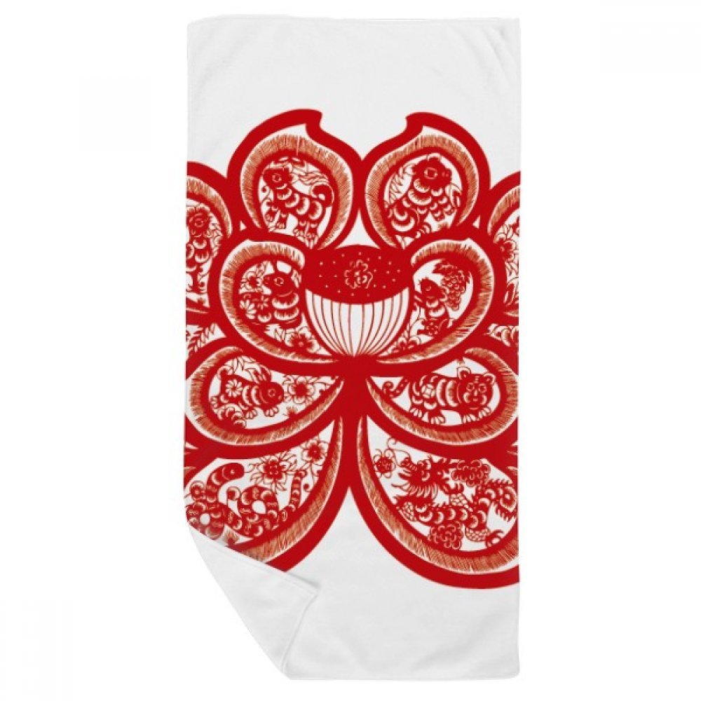 Serviette de bain motif lotus zodiaque 35x70cm multicouleur