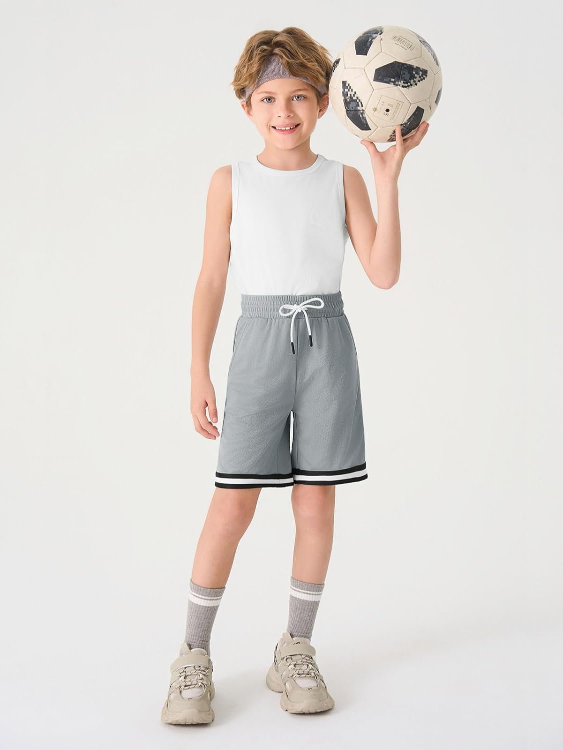 Haloumoning Boys Athletic Basketball Shorts Kids Mesh Active Quick Dry Shorts with Pockets 5-14 Years - Image 2
