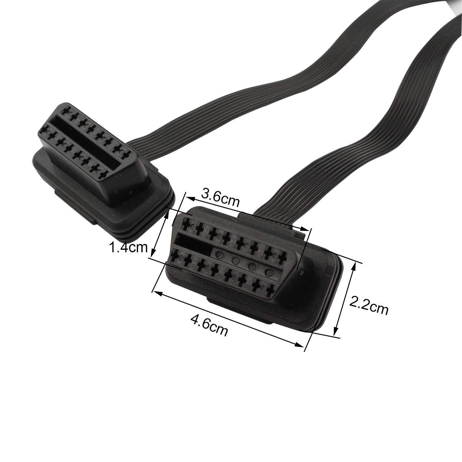 Duttek Duttk - Cavo di prolunga OBD2, 30 cm, 16 pin OBD2 maschio a doppia femmina, cavo diagnostico a 16 pin, cavo di prolunga per diagnostica automobilistica