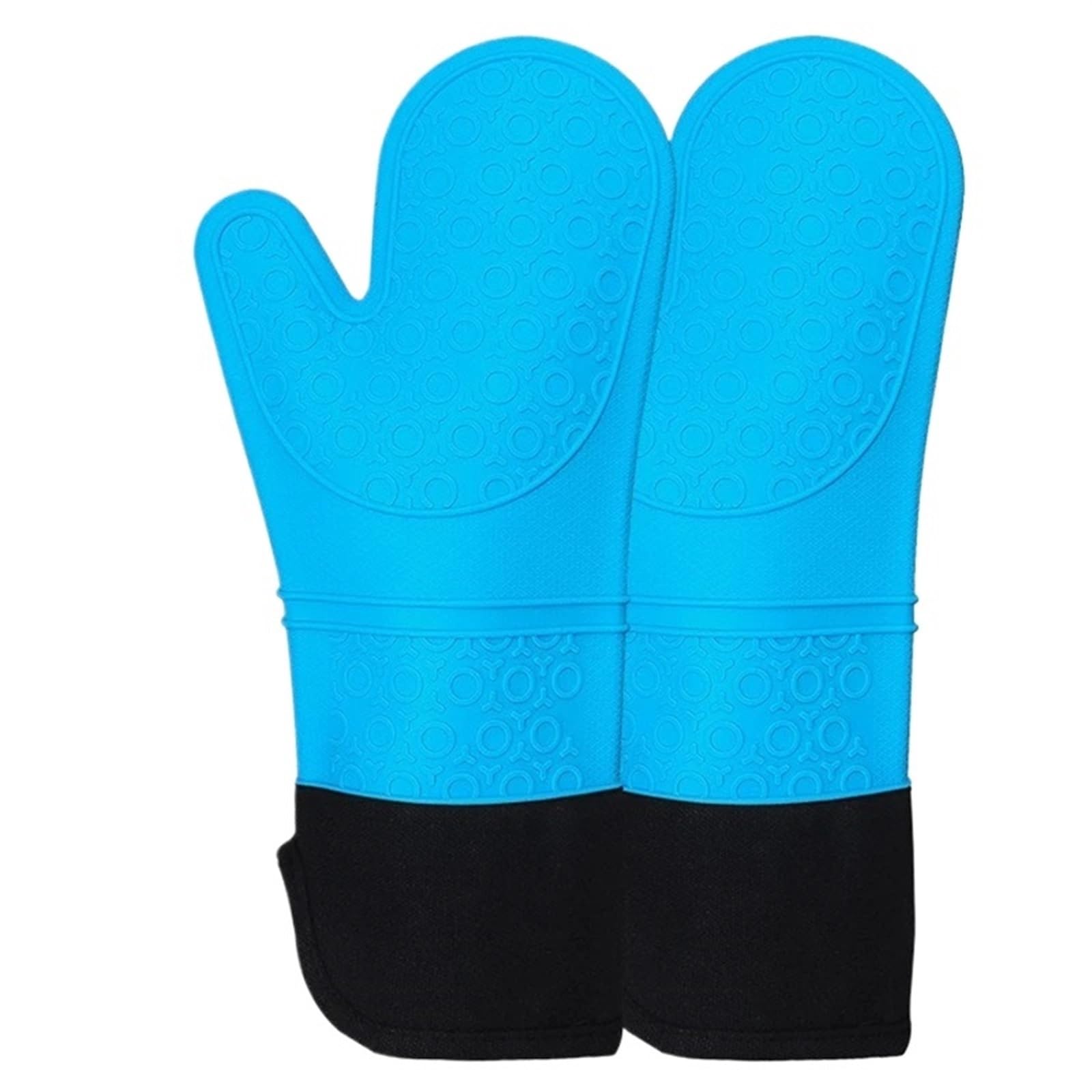 Oven Gloves 2pcs Insulated Oven Gloves Silicone Heat-proof Mitts Microwave Baking Tools Household Kitchen Bar Bakeware for Your Kitchen(Blue)