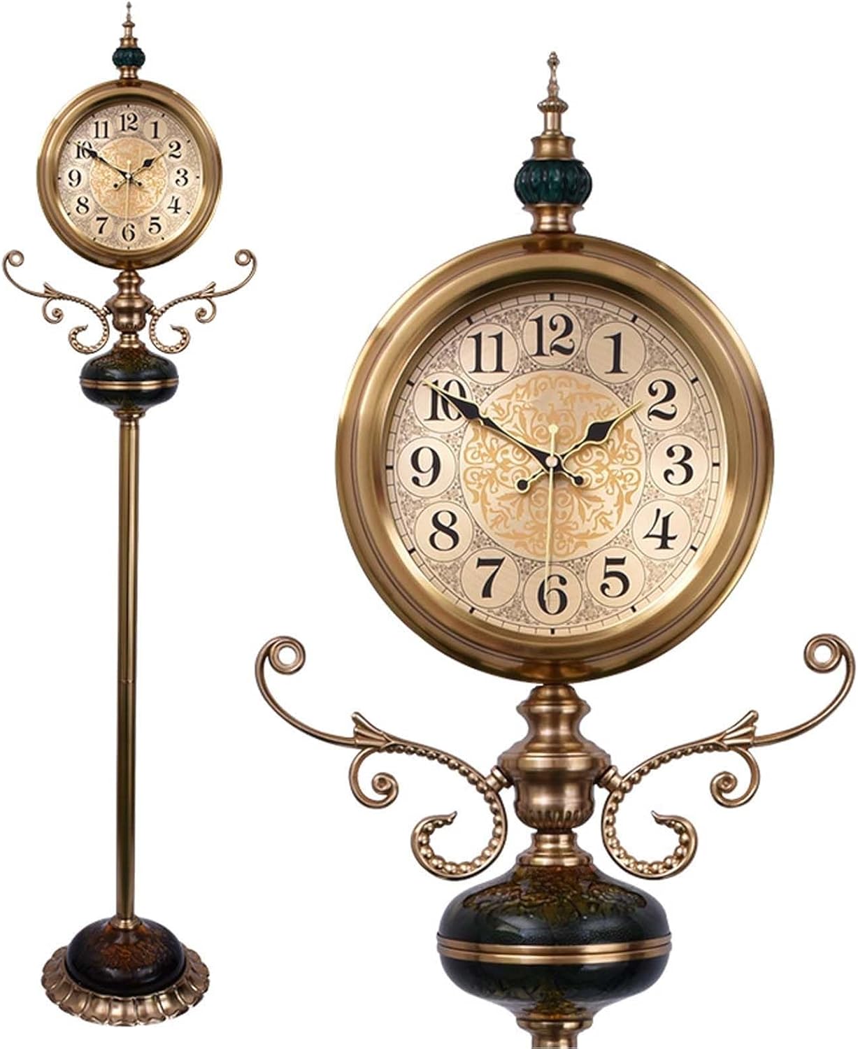 Grandfather Clock, Elegant and Luxurious Floor Clock Battery Operated Crystal Glass Home for Living Room Decor Home Office(B)