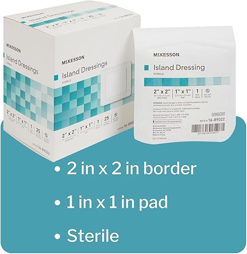 Miniatura 3 de McKesson Aderezos para islas, estériles, dimensión 2 x 2 pulgadas, almohadilla de 1 x 1 pulgada, 25 unidades, 1 paquete