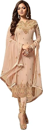 Nimbark Women's Pink Embroidered Straight Salwar Kameez Suit Set for Adult Women, Traditional Fashion Enthusiasts, Special Occasion Wearers