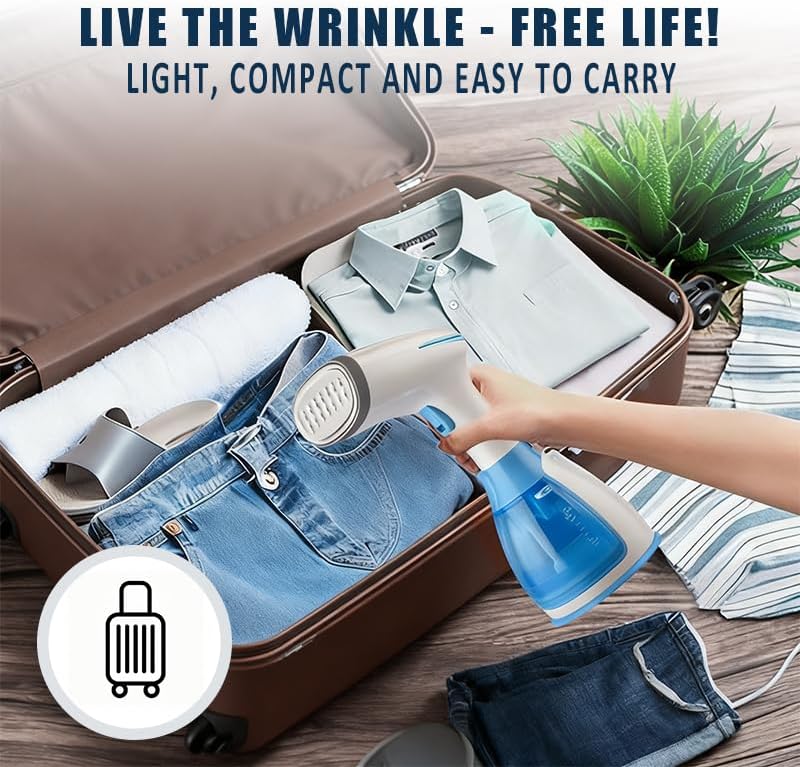 Handheld Garment Steamer, 1500W Portable Fabric Steamer, 9.47oz Large Removable Water Tank, 3 Steam Modes, 30-Second Fast Heating, for Home, Travel, Office