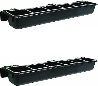 Little Giant HF9BLACK Hook Over Goat Trough Heavy Duty Galvanized Steel 9 Quart Feeder, Black (2 Pack)
