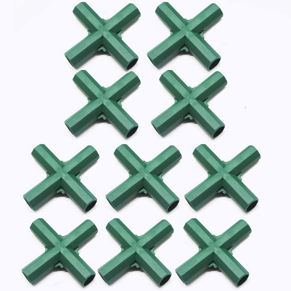 SEIWEI 4-way Cross Frame Connectors, Heavy Duty Gardening Framework Building Connectors, 16mm Plastic Greenhouse Frame Furniture Connectors, Pack of 10