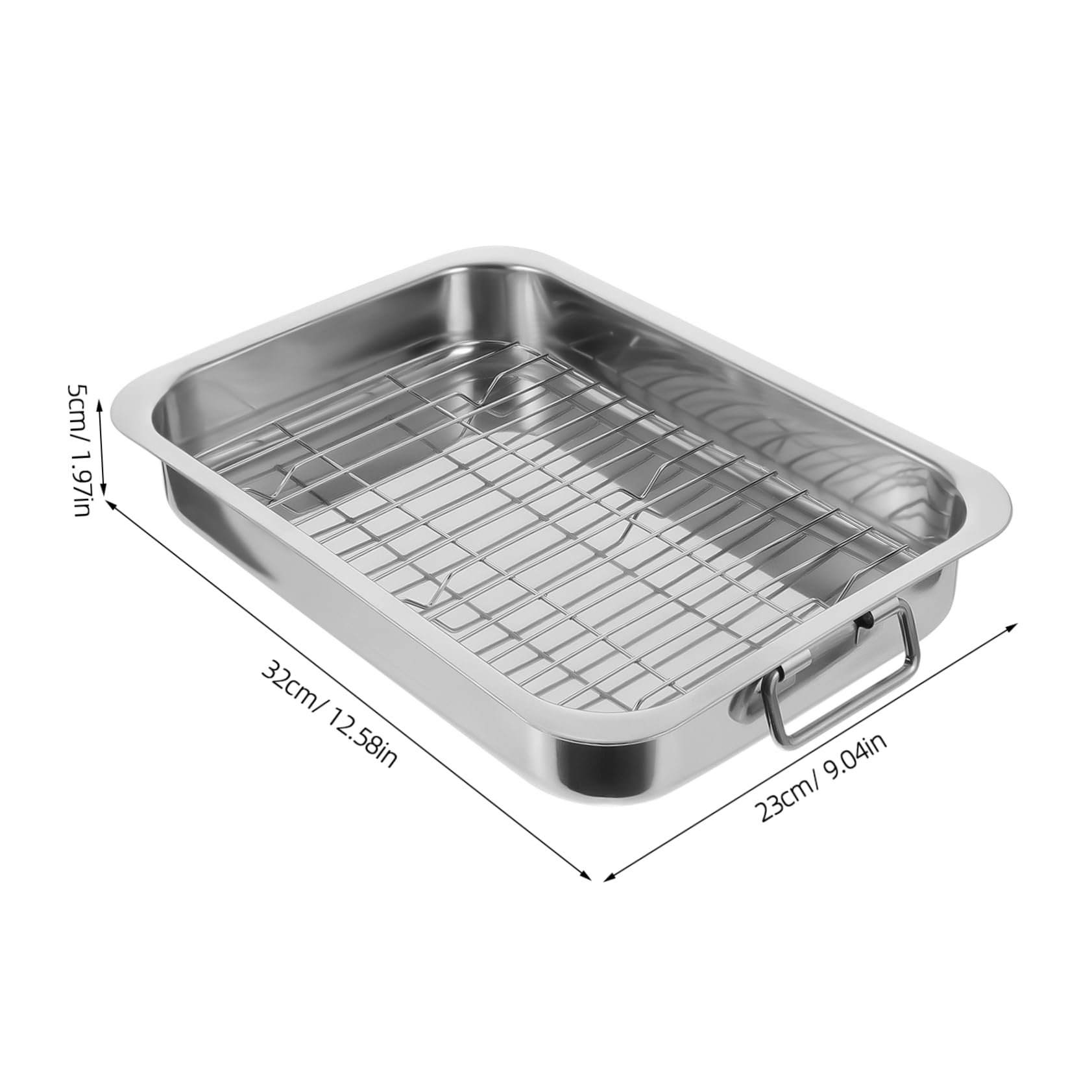 SHOWERORO Bandeja De Horno Rectangular Con Rejilla 33x23x5 Cm Acero Inoxidable Para Horno Adecuado Para Asar y Hornear Uso Doméstico y Profesional Kit De Bandeja Para Hornear