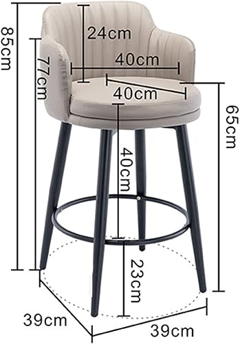 Miniatura 3 de Juego de 2 taburetes de bar giratorios de cuero napa naranja con Brazos traseros y patas de metal negro, sillas de bar de altura de mostrador para